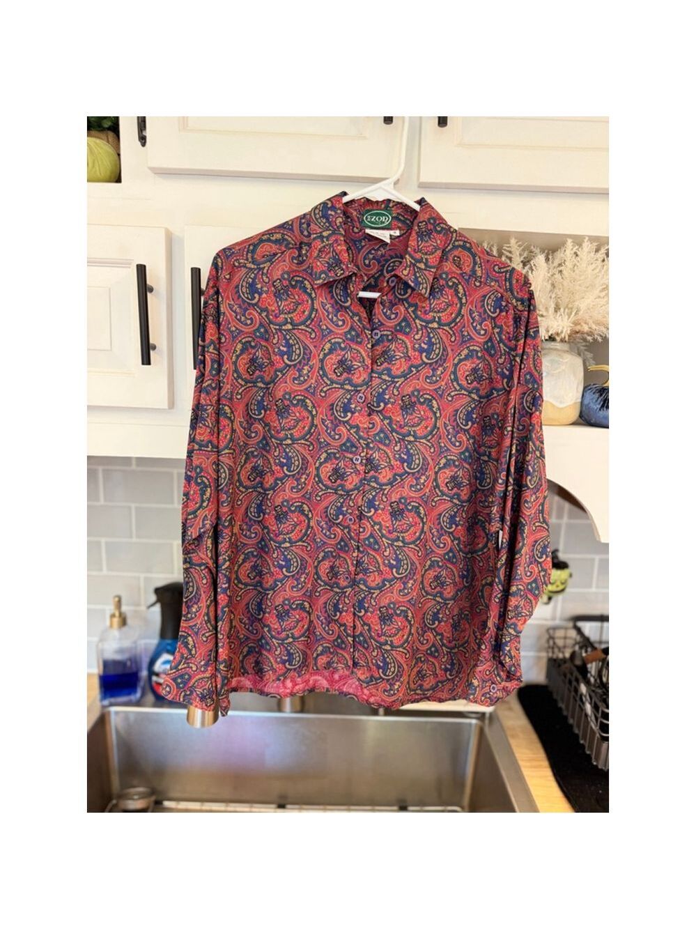 Vintage Izod paisley shirt size medium quality stitching 100% RayonHong Kong - Picture 5 of 15
